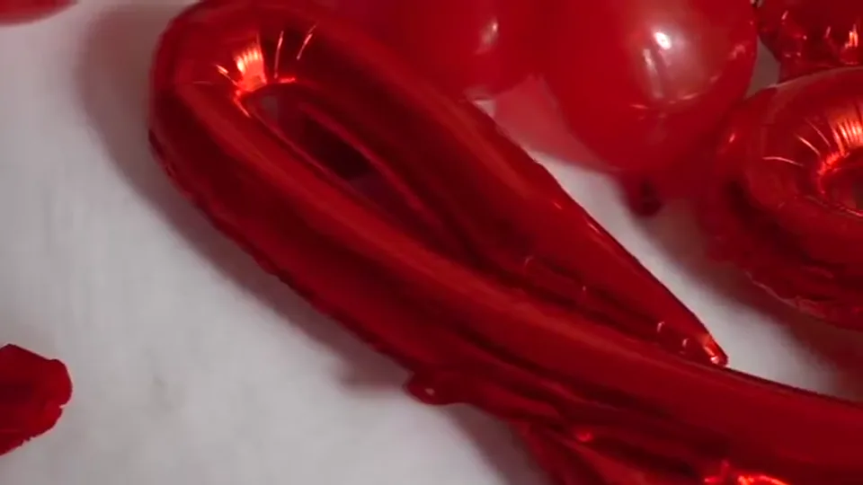 Red balloons — wedding film still